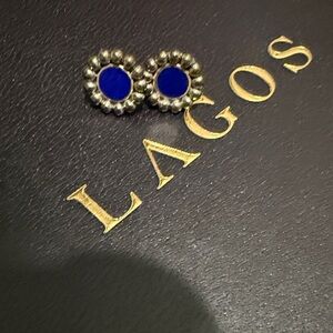 LAGOS Caviar Blue and Silver Stud Earrings